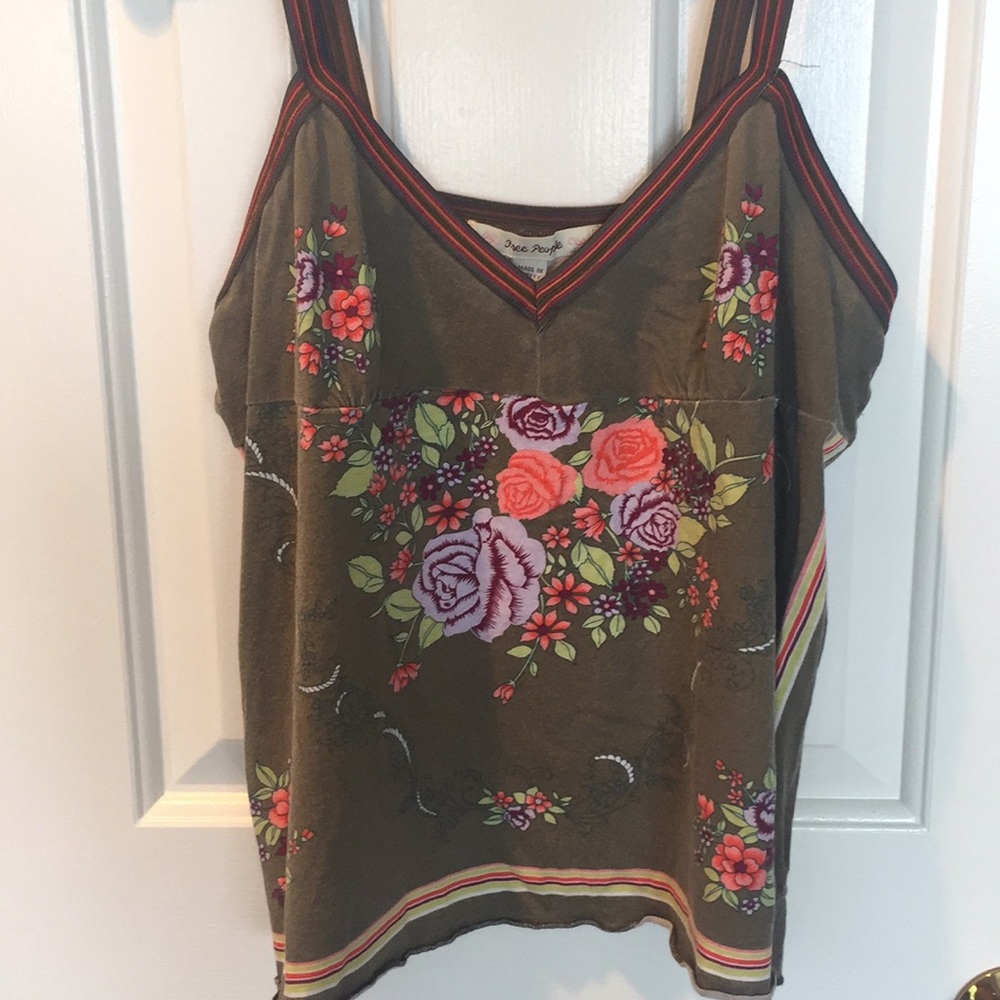 Olive green and floral Free People tank M
